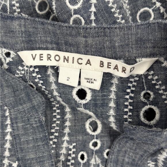 Veronica Beard Ariana Cotton Chambray Tiered Mini Dress - Picture 4 of 6